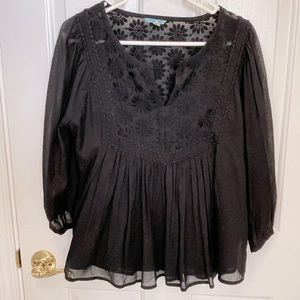 Sheer black Anthropologie blouse size S